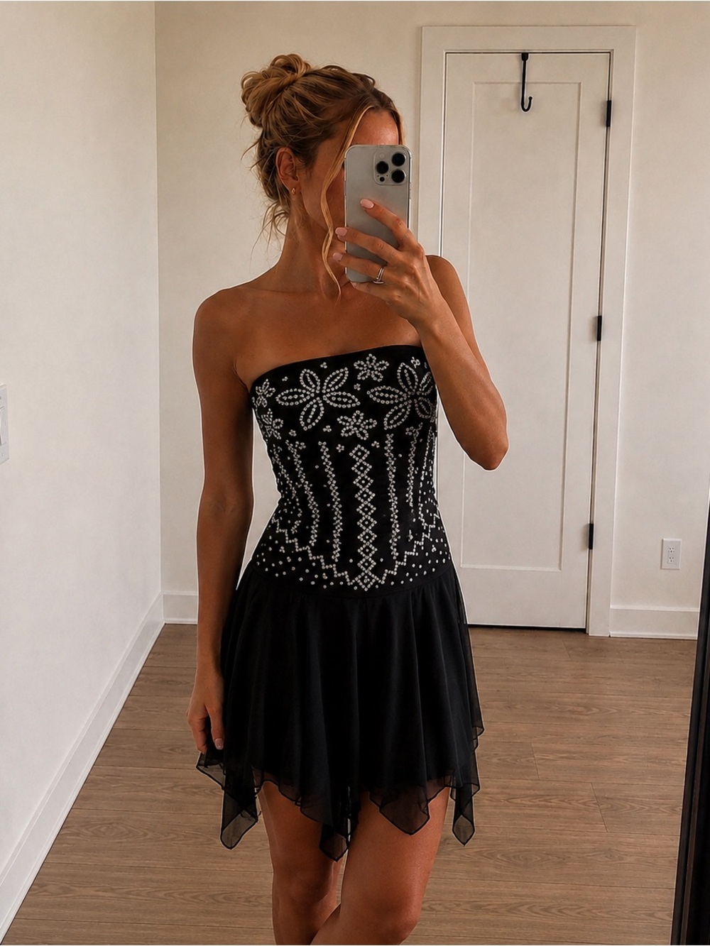 My Michelle Vintage Beaded Strapless Asymmetrical Fairy Dress
